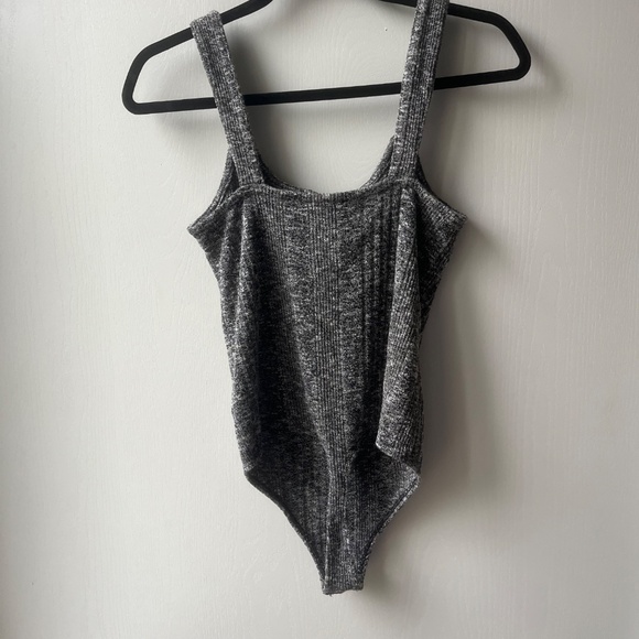 Heather Grey Lace-Up Body Suit, Express, size M Petite - Picture 4 of 6